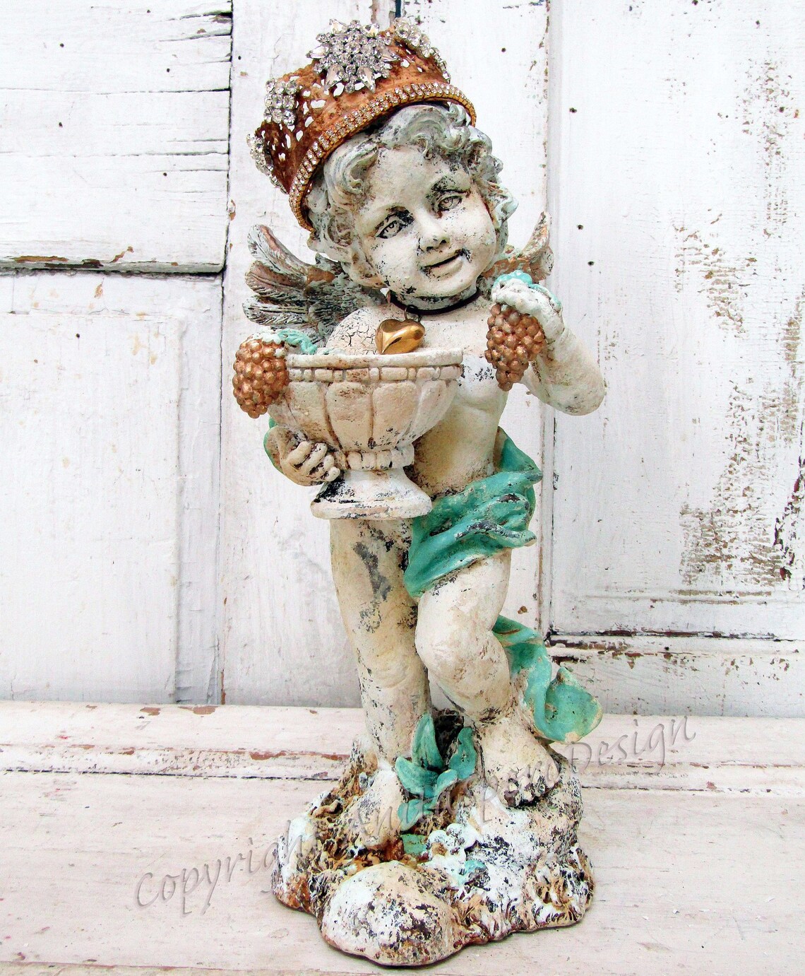 Standing Cherub statue European style fantastically aged paint Etsy