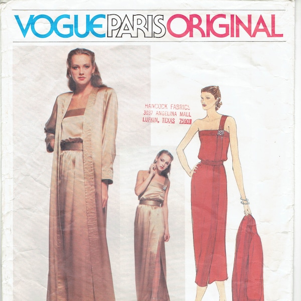 1970s Vogue Paris Original Sewing Pattern 2127 Christian Dior One Shoulder Dress Size 6 Bust 30 1/2 Cut & Complete
