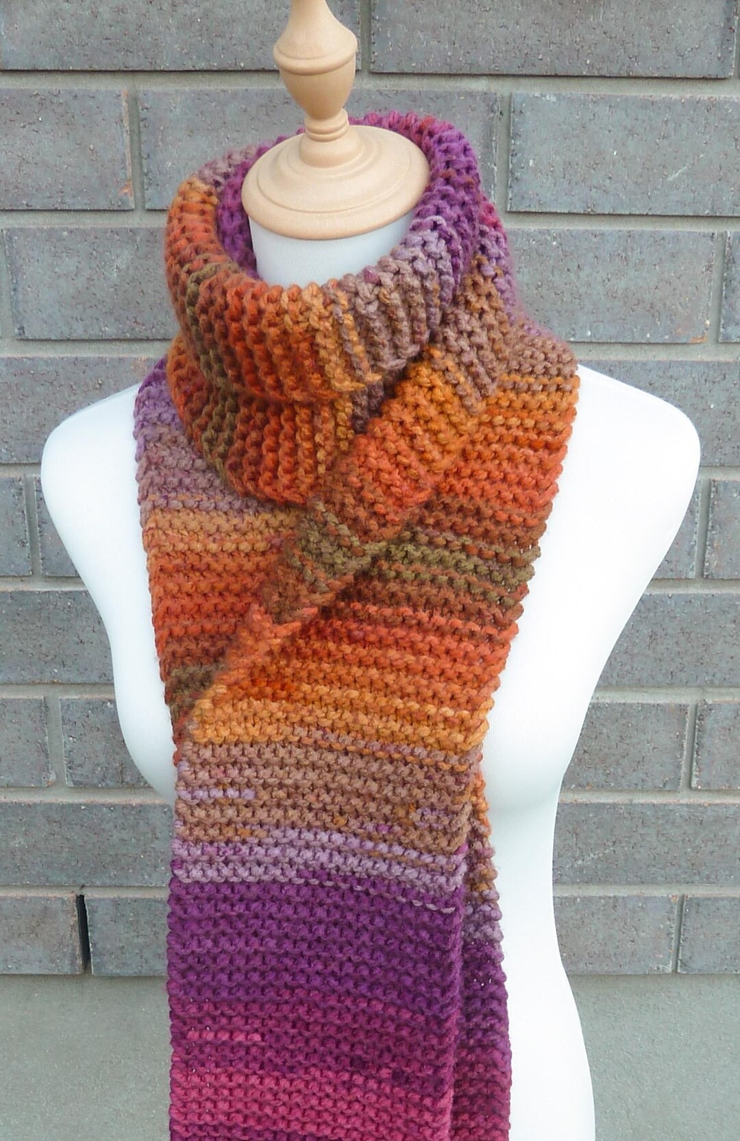 Hand Knitted Multicolor Scarf: Chunky Acrylic Knit - Etsy