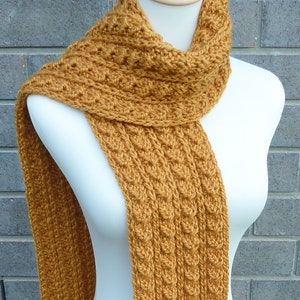 Écharpe en laine jaune moutarde - écharpe texturée - écharpe en laine verge d&#39;or - écharpe en tricot épais - prête à être expédiée