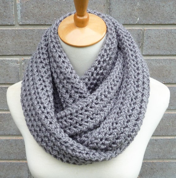 Chunky Knit Circle Scarf 2 Pc Women Black Chunky Knitted Infinity