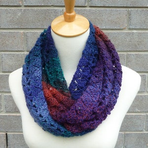 Crochet Wool Infinity Scarf: Multicolor Sequined Scarf