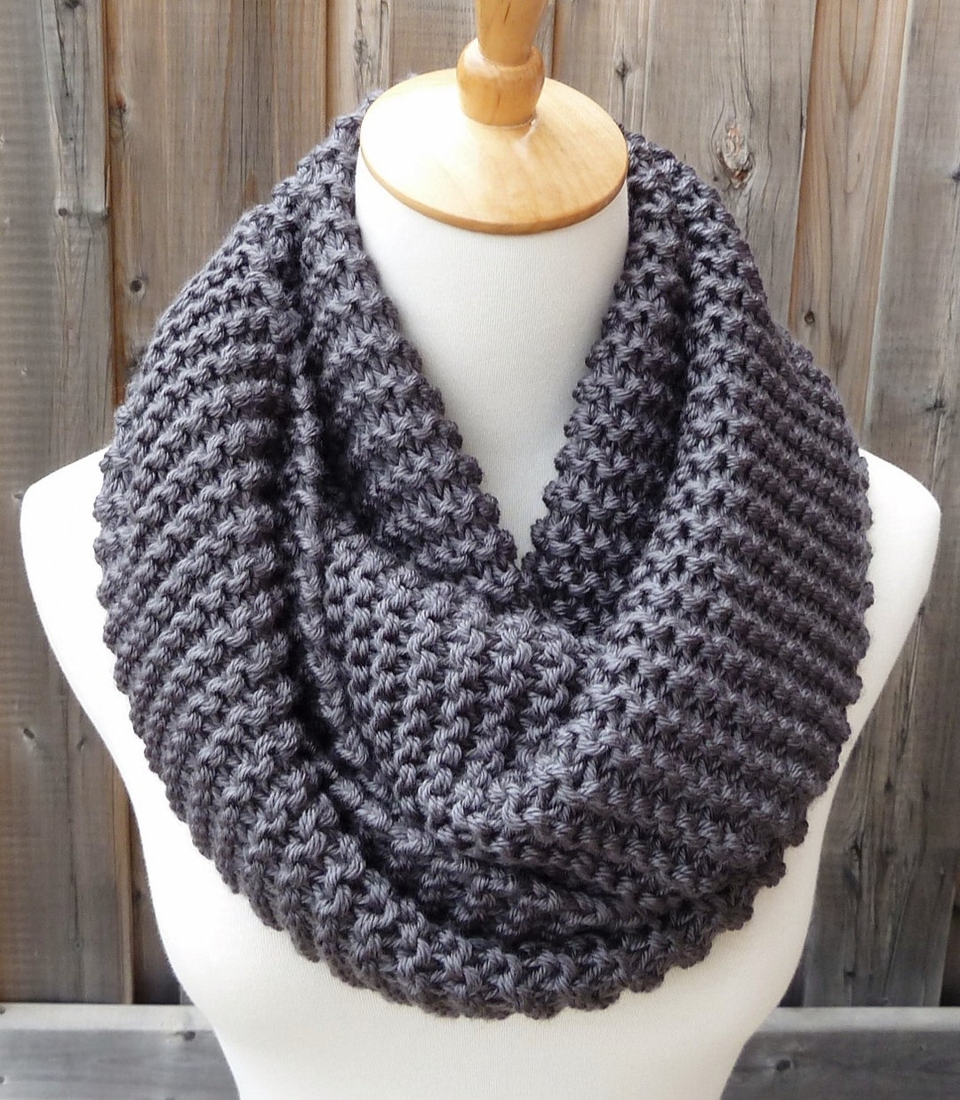 Hand-knitted Chunky Charcoal Grey Infinity Scarf - Etsy