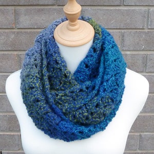 Multicolor Infinity Scarf - Blue, Lilac, Teal, and Green Infinity Scarf - Crochet Scarf - Circle Scarf - Ready to Ship