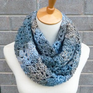 Multicolor Infinity Scarf - Blue, Grey, and Sand Infinity Scarf - Crochet Infinity Scarf - Circle Scarf - Ready to Ship