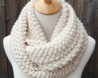Off White Wool Infinity Scarf Cream Wool Infinity Scarf Lambswool Scarf ...