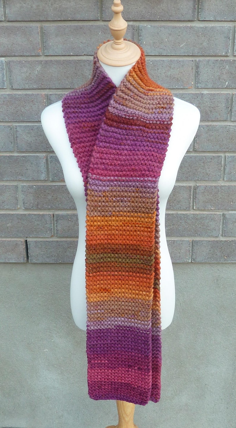 Hand Knitted Multicolor Scarf: Chunky Acrylic Knit - Etsy