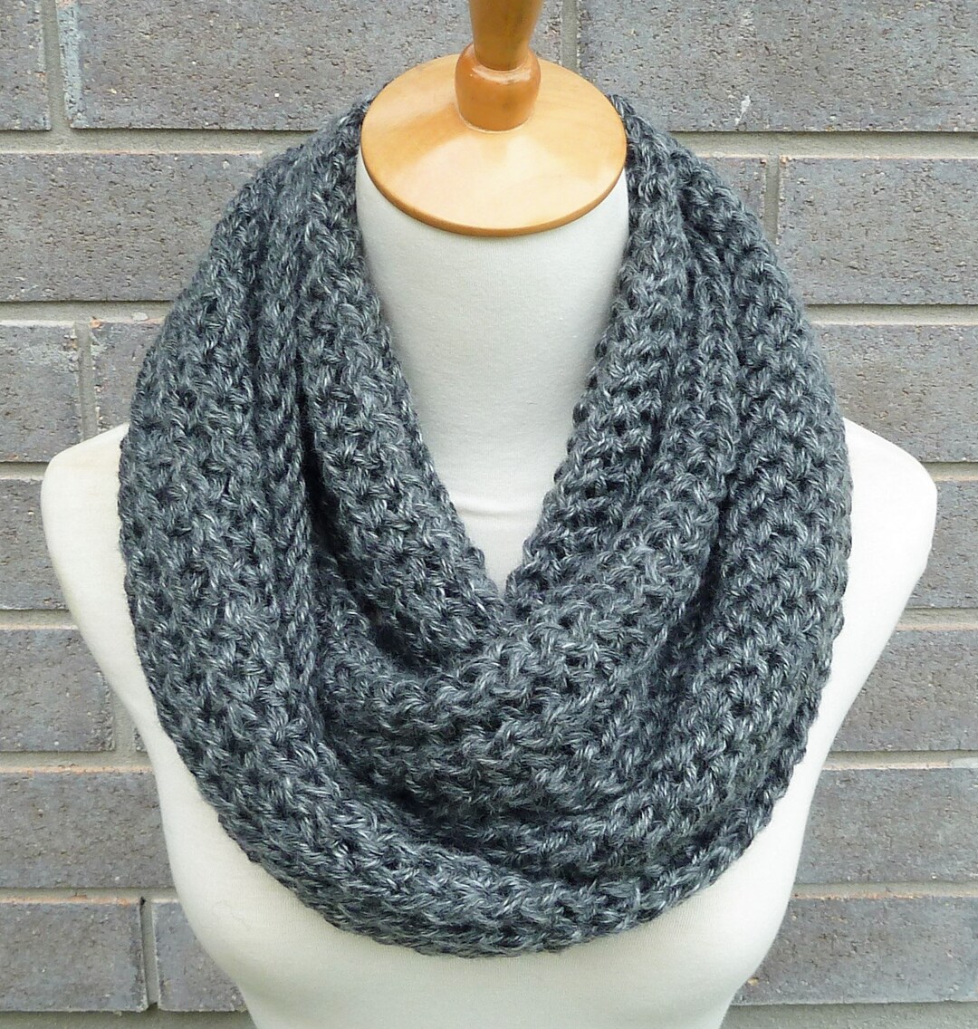 Charcoal Grey Infinity Scarf Dark Grey Infinity Scarf Chunky Knit Scarf