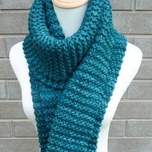 Malabrigo Rasta Merino Wool Scarf - Luxury Teal Merino Wool Scarf - Long Wool Scarf -  Bulky Knit Scarf - Ready to Ship