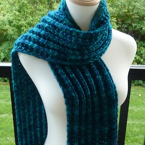 Malabrigo Noventa Merino Wool Scarf - Luxury Multicolor Merino Wool Scarf - Teal Merino Wool Scarf - Bulky Knit Scarf - Ready to Ship