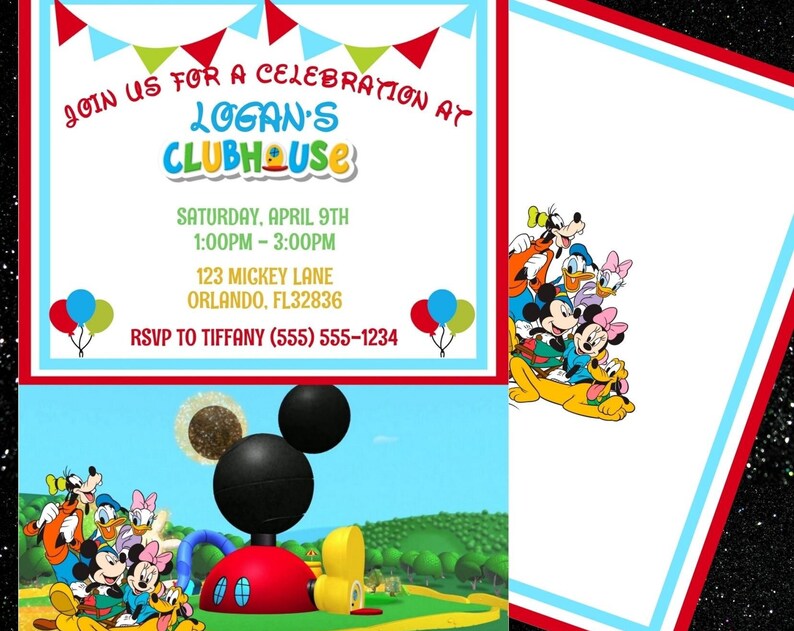 Mickey Mouse Birthday Invitation Mickey Mouse Party Invitation Party Birthday Invitations EDITABLE Instant DIGITAL DOWNLOAD