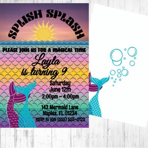 Mermaid Invitation, Birthday Party Invitation, Mermaid Party, Girls Birthday Invitations, EDITABLE Instant DIGITAL DOWNLOAD