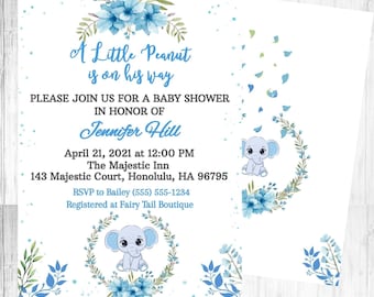 Elegant Elephant Baby Shower Invitation, Elephant Baby Shower, Baby Shower, It's a Boy Invitation, EDITABLE Instant DIGITAL DOWNLOAD