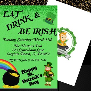 St. Patricks Day Einladung, Kobold lädt, St. Pattys Day Einladungen druckbare, EDITIERBARE Instant DIGITAL DOWNLOAD