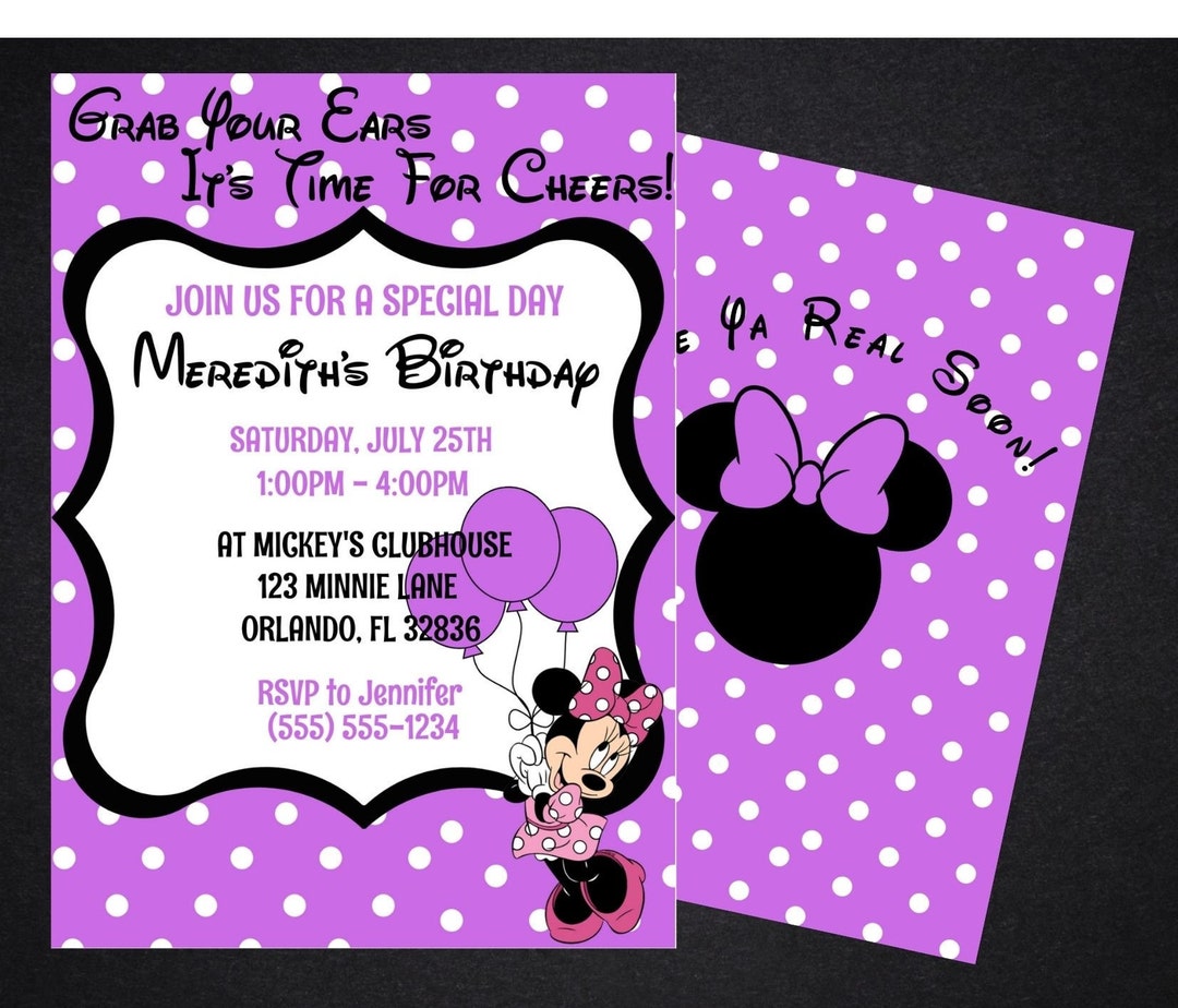Minnie Mouse Invitation Birthday Party Invitation Minnie Etsy
