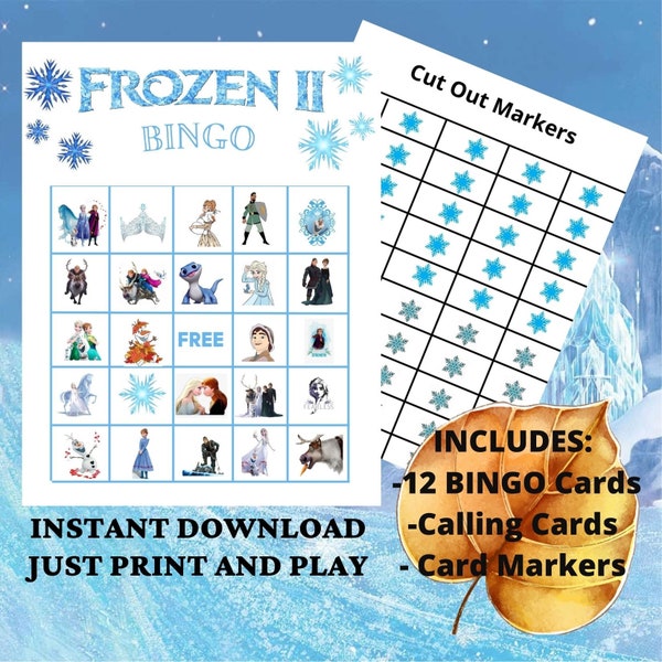 Frozen 2 Bingo, Frozen Party Bingo, Printable Frozen BINGO Children's Activity, Instant Download