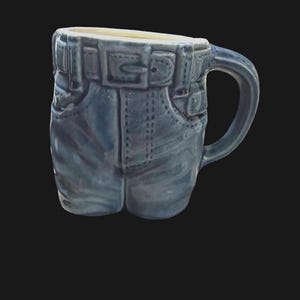 Vintage 1977 Byron Molds Blue Denim Jeans Ceramic Mug