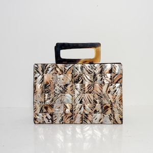 Y2K Shell Tile Handbag with Tortoise Cutout Handle by The GET Company
