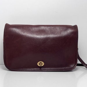 Vintage Coach Burgundy Leather Convertible Clutch with Shoulder Strap Made in USA