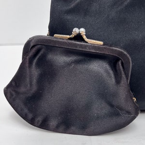 Black Satin Clutch Rhinestone Clasp Closure by Magid main image 1