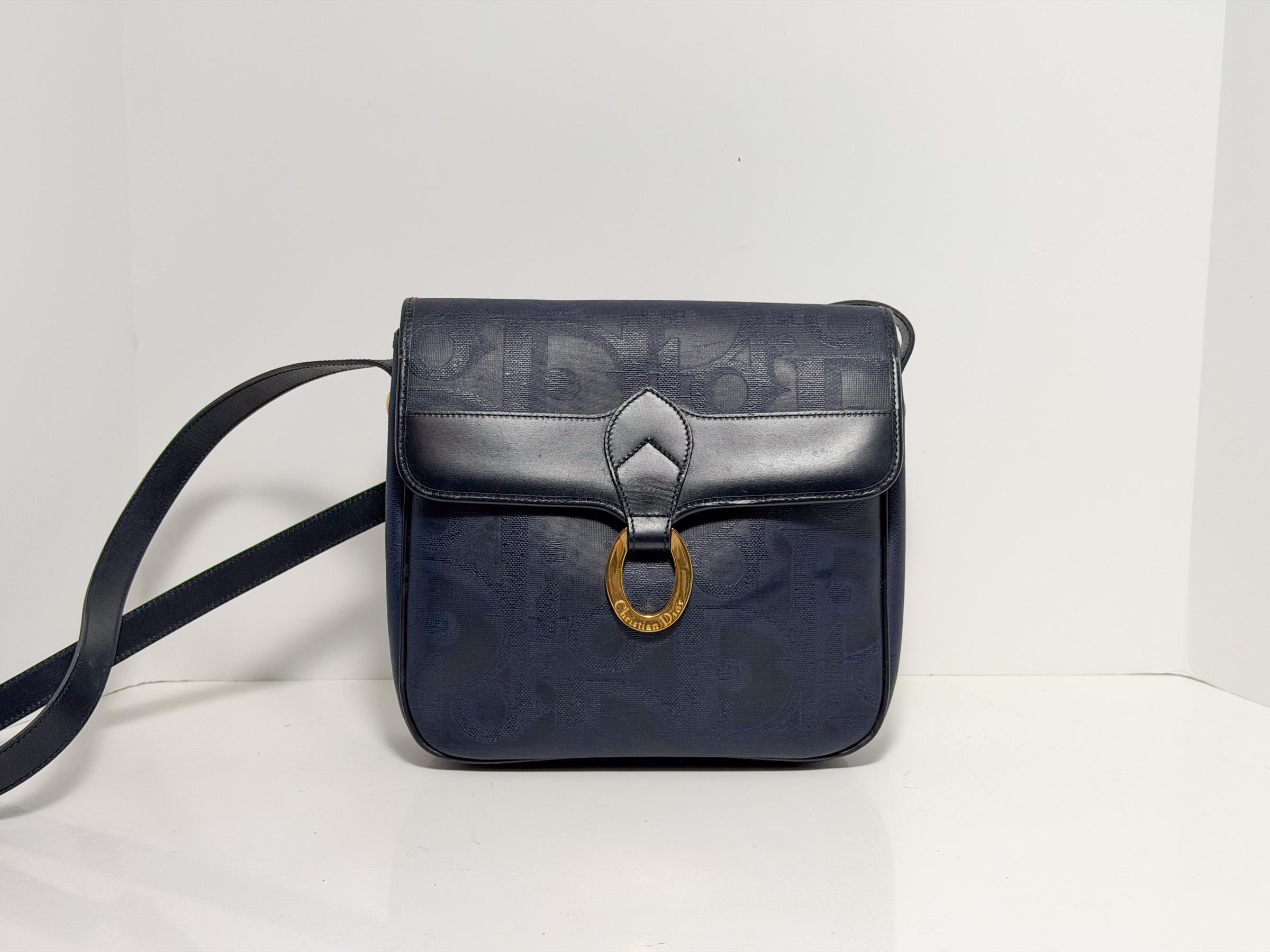 Vintage Y2K Christian Dior Trotter Crossbody Bag – Navy Blue