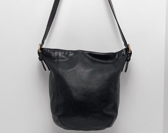 Vintage Coach Monterey Duffle Shoulder Bag in Black Leather