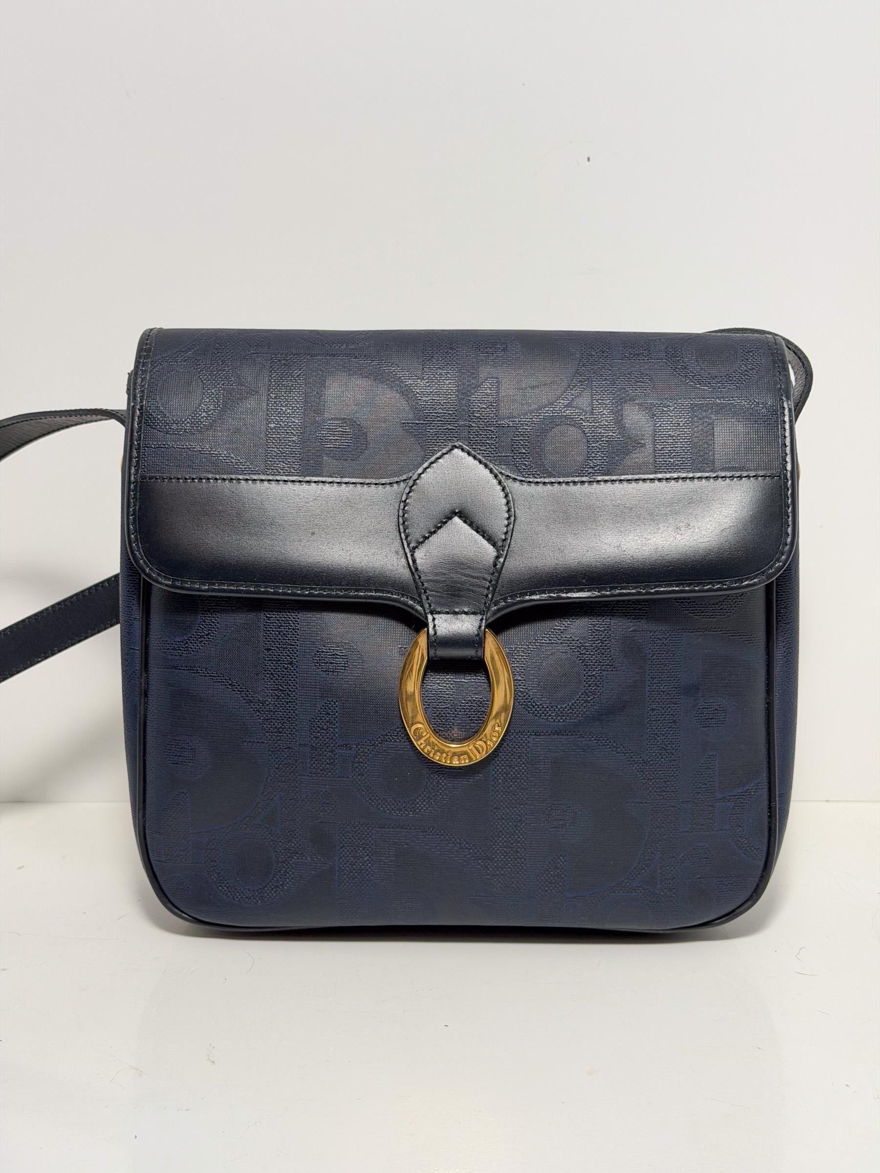 Vintage Y2K Christian Dior Trotter Crossbody Bag – Navy Blue