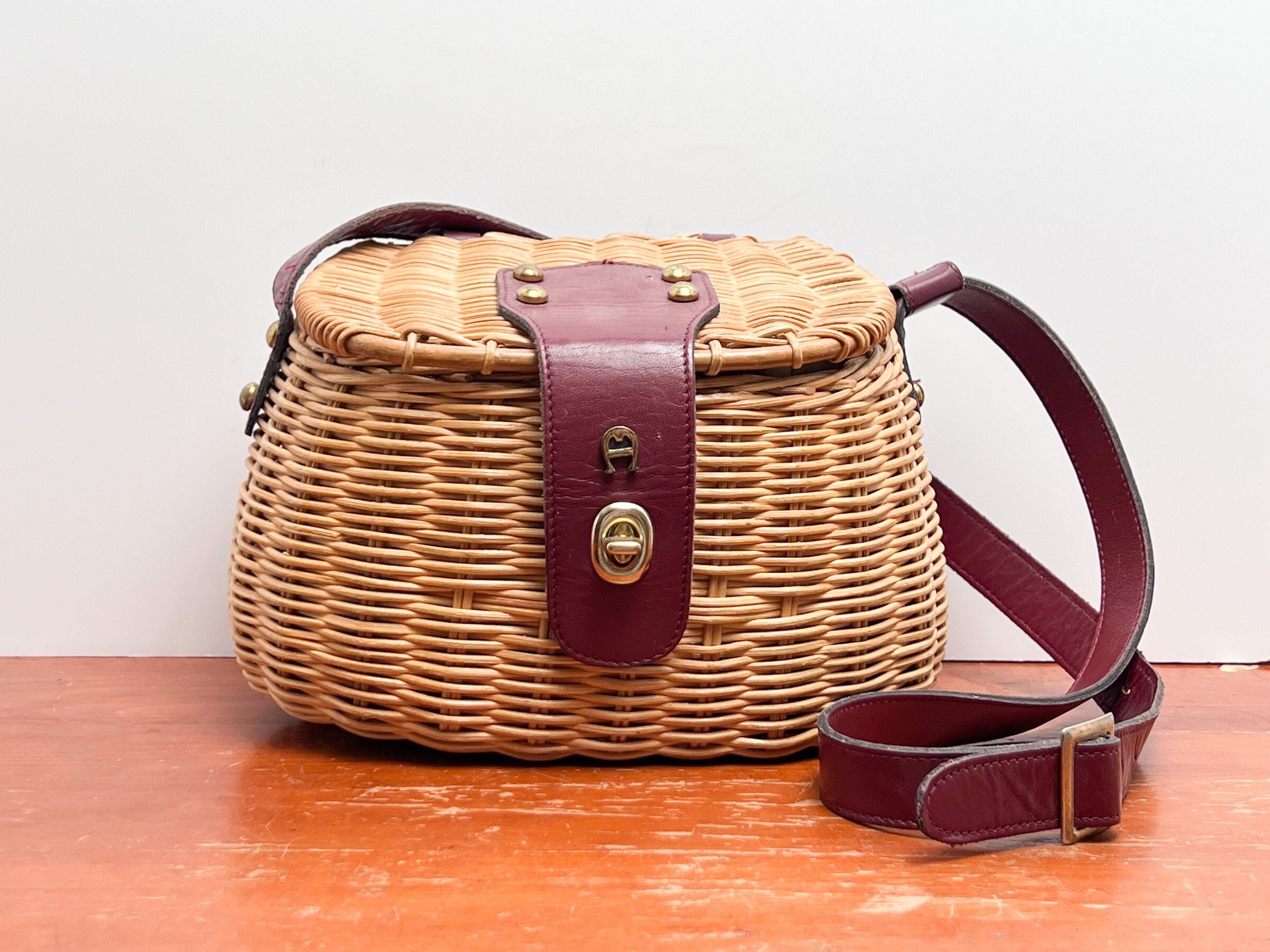 Vintage Etienne Aigner Fishing Creel Woven Basket Handbag -  Canada