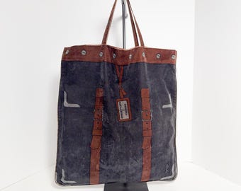 Vintage fluwelen draagtas Roberta di Camerino – zwartbruine Trompe-L'Oeil-tas Made Italy