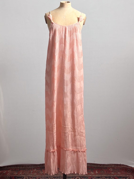 Vintage 1980s Mary McFadden Peach Long Micro Pleat