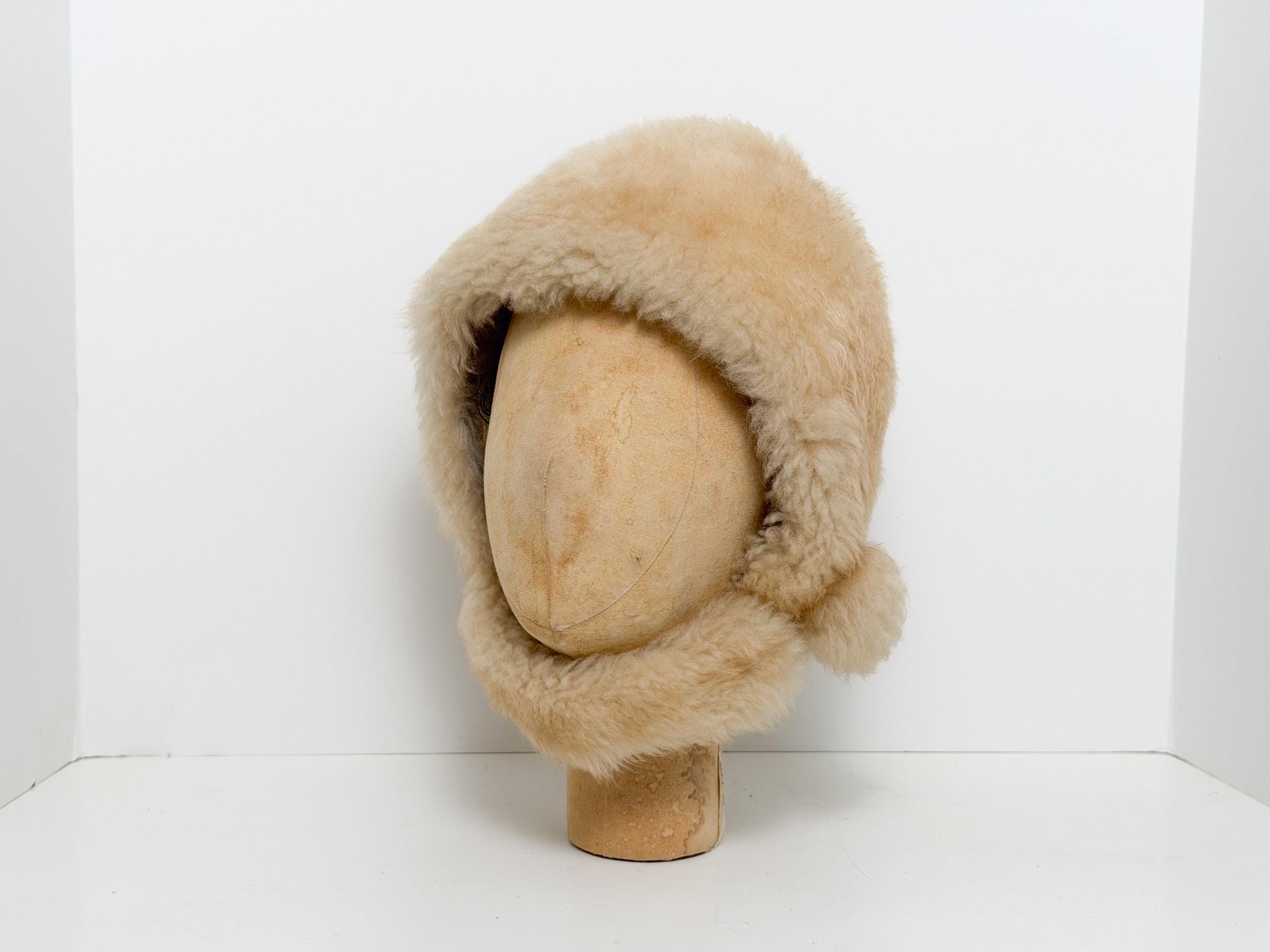 60s FUR Curly Lamb Sheepskin Lambskin Hat - Fluffy Wool Chunky Huge Hat Italian 60s Lamb Fur Hat - Etsy main image 2