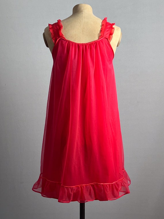 Vintage 1960s Evette Lingerie Red Chiffon Babydol… - image 7