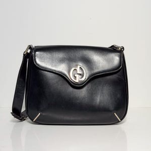 Vintage Black Leather Gucci Bag - Etsy