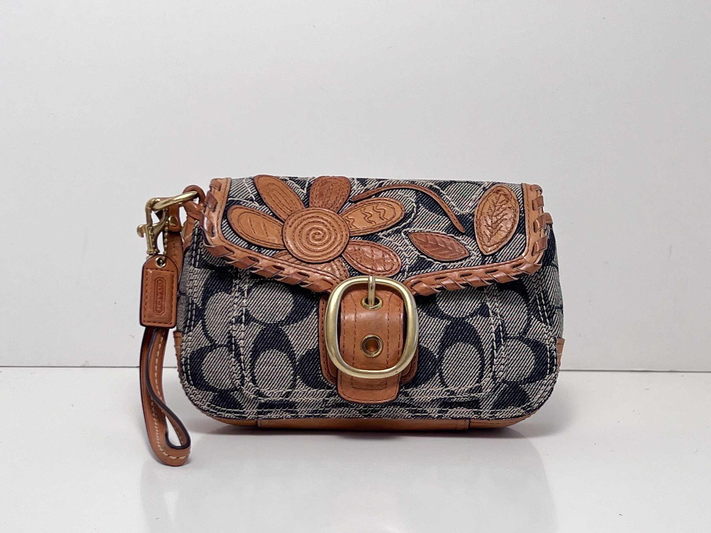 Vintage Y2K Coach Denim Bleecker and Brown Vachetta Leather 