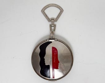 Estojo Art Déco Richard Hudnut: Perfis Deauville da década de 1920, esmalte vermelho e preto