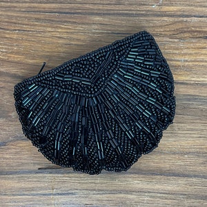 Vintage Marshall Field’s Hand Made Black Beaded Coin Purse