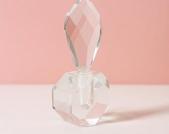 Vintage Facettierte Kristall Parfüm Flasche - Mid-Century Modern Vanity Decor