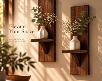 Rustic Wood Wall Shelf, Handmade Floating Ledge, Farmhouse Decor, Plant Holder, Boho Accent