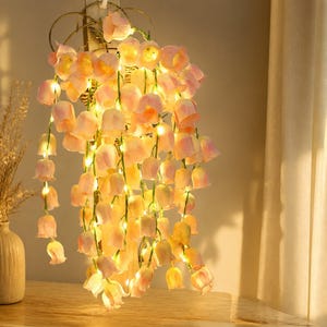 Lily of the Valley LED String Lights, Artificial Flower Fairy Lights, Romantic Wedding Backdrop Decor, Pink Party Room Accent