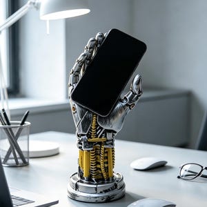Cyberpunk Robotic Hand Stand – Resin Multi-Purpose Holder, Futuristic Desk Organizer, Industrial Sci‑Fi Decor