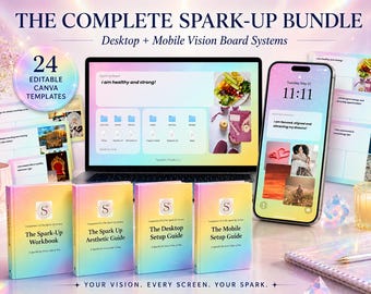 Editable Canva Vision Board Templates, Desktop Mobile Manifestation Kit (Digital Download)