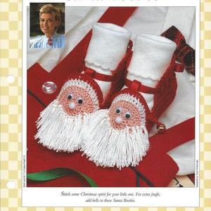 Santa Booties Crochet Baby Pattern/Vanna&#39;s Afghan & Crochet Favorites