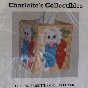Rabbit Tissue Box Cover Plastic Canvas Pattern Kit - Charlette's ...