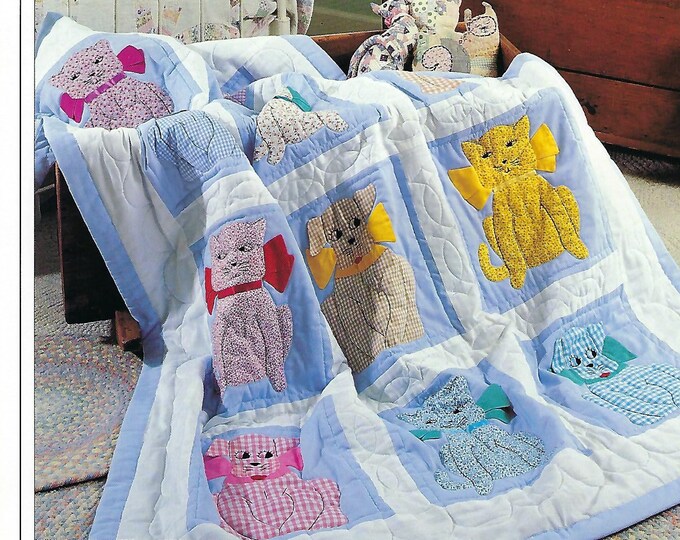 Gingham Dog & Calico Cat Quilt Pattern Best Loved Quilts Vintage Quilt