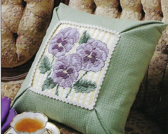 Pansy Pillow Plastic Canvas Pattern Annie's International Pattern Club