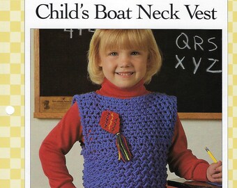 Child's Boat Neck Vest Crochet Pattern/Vanna's Afghan & Crochet Favorites