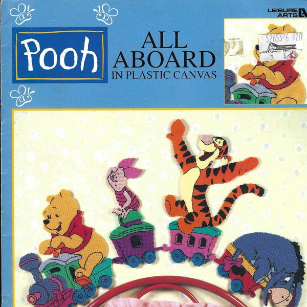 Plastic Canvas Pooh All Aboard - Leisure Arts # 1882 -Plastic Canvas Pattern, Wall Hanging, Cartoon Characters