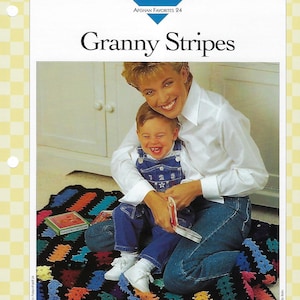 Granny Stripes Crochet Afghan Pattern/Vanna&#39;s Afghan & Crochet Favorites