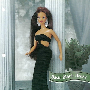 Basic Black Dress Crochet Pattern/Annie&#39;s Crochet Fashion Doll
