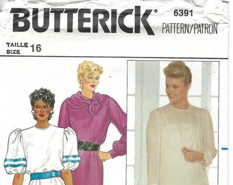 Sewing Pattern Butterick 6391/Misses Dress & Slip Size 16/Uncut Factory Folded